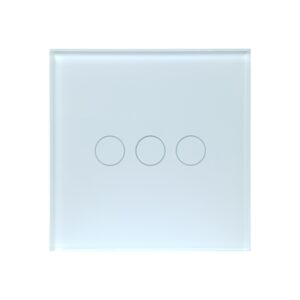 SmartWise T43 UNI (csak fázis VAGY fázis + nulla) fehér WiFi+RF, távvezérelhető, érintős okos 3 áramkörös csillárkapcsoló