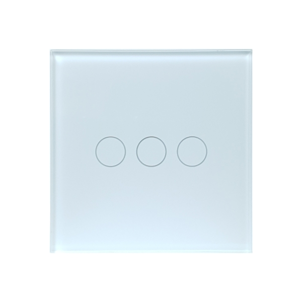 SmartWise T43 UNI (csak fázis VAGY fázis + nulla) fehér WiFi+RF, távvezérelhető, érintős okos 3 áramkörös csillárkapcsoló