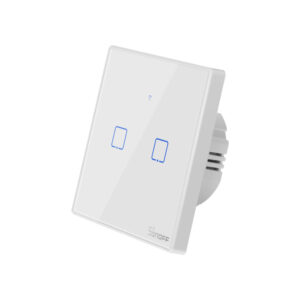 Sonoff TX T2EU2C WiFi+RF, érintős 2 gombos csillárkapcsoló (fehér, kerettel)